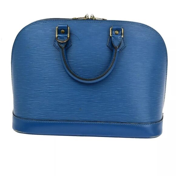 Auth LOUIS VUITTON LV Alma Hand Bag Epi Leather Blue GHW France - Picture 12 of 16